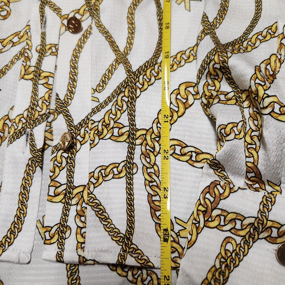 Michael Kors White and Gold Button Down Shirt - Picture 4 of 9